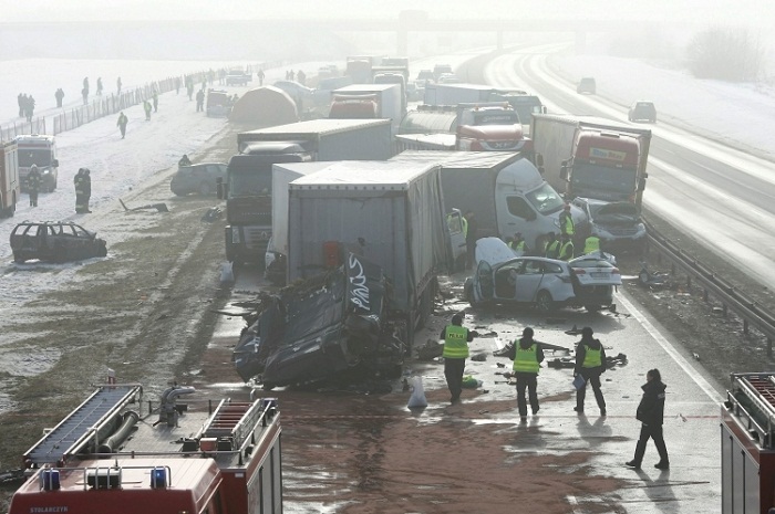 34 injured as nearly 80 cars pile-up in Poland